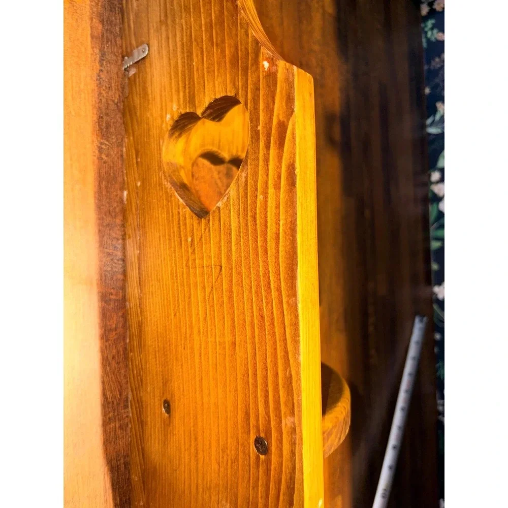 Vintage Pine Wood Corner Wall Shelf Heart Cutouts Country Farmhouse Decor 12in